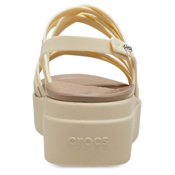 CROCS WOMEN'S BROOKLYN LOW STRAPPY WEDGES SANDAL, BONE, NUMERIC_9 - Picture 4 of 6